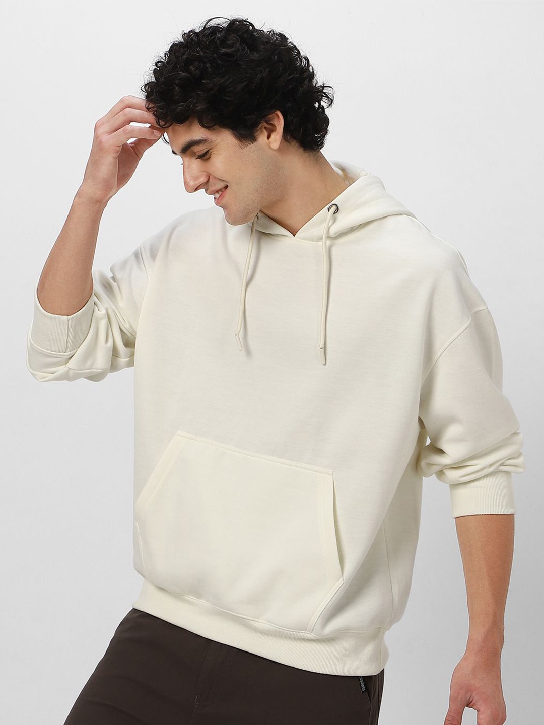 

Urbano Fashion Men Solid Oversized Hooded Neck Sweatshirt, White