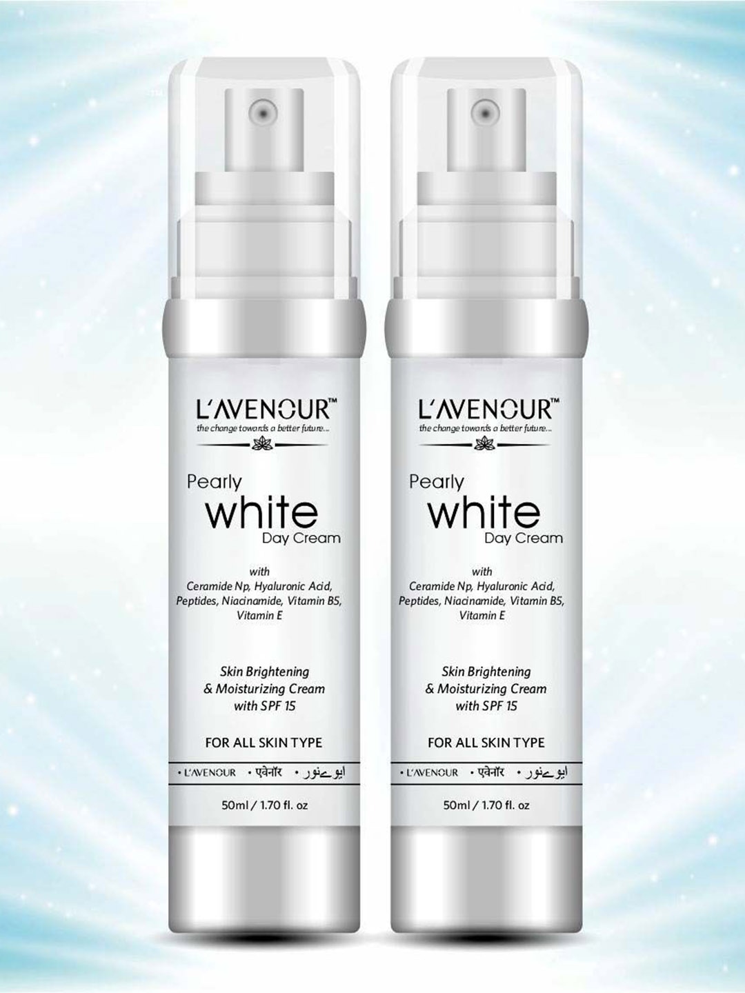 

L'AVENOUR Set Of 2 Pearly White With SPF15 Anti-Ageing Day Cream- 50 ml Each