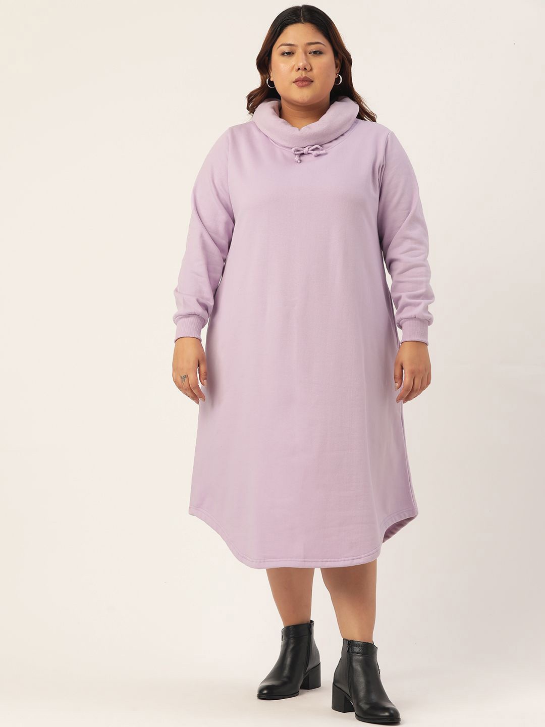 

theRebelinme Women Plus Size Cowl Neck A-Line Midi Dress, Lavender