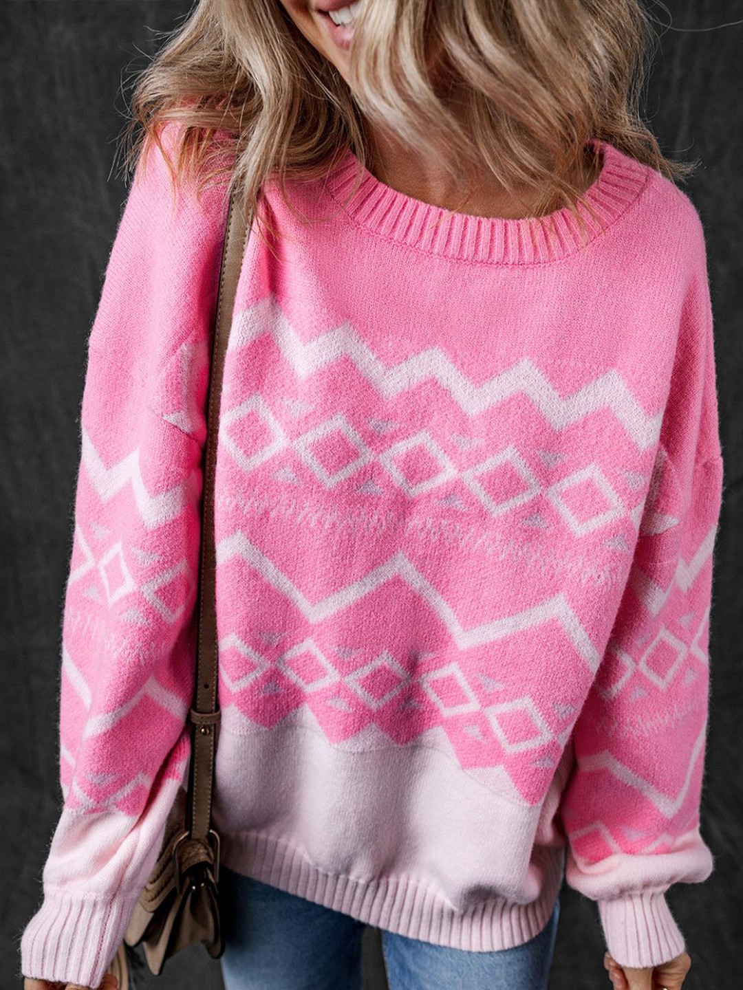 

StyleCast Women Printed Pullover Sweater, Pink