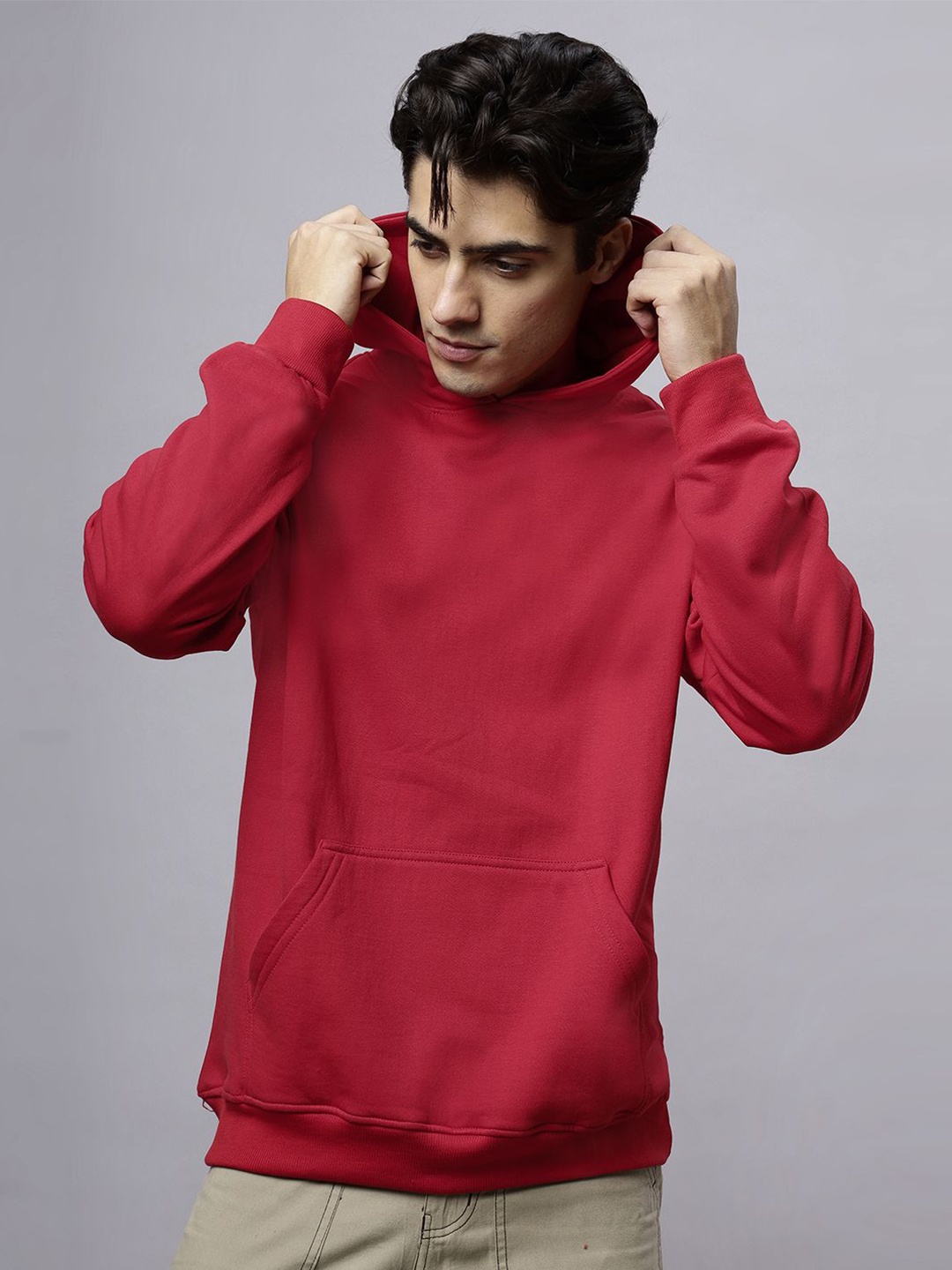 

Besick Men Cotton Hooded Long Sleeves Casual Sweatshirt, Red