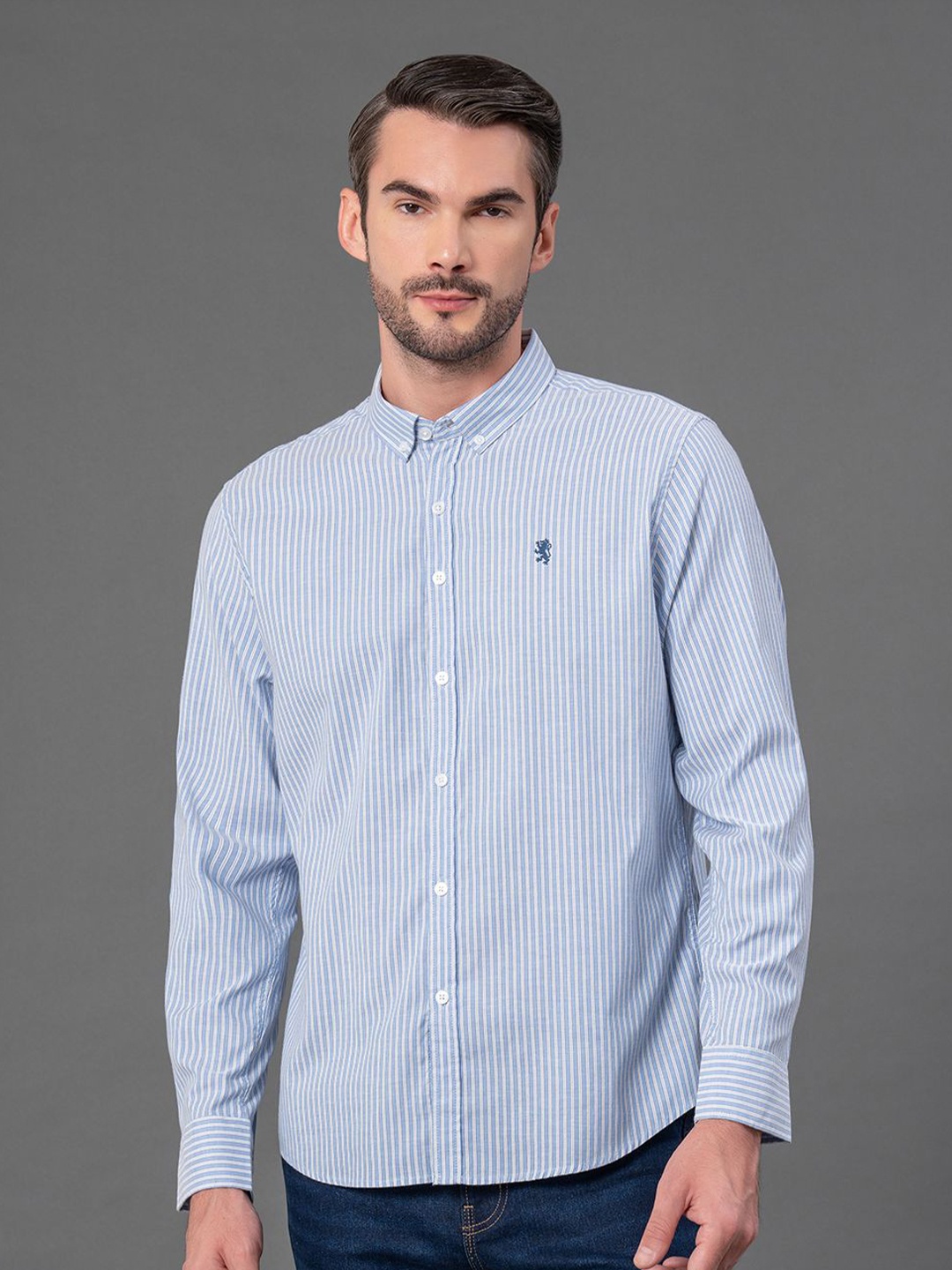 

Red Tape Men Opaque Striped Casual Shirt, Blue