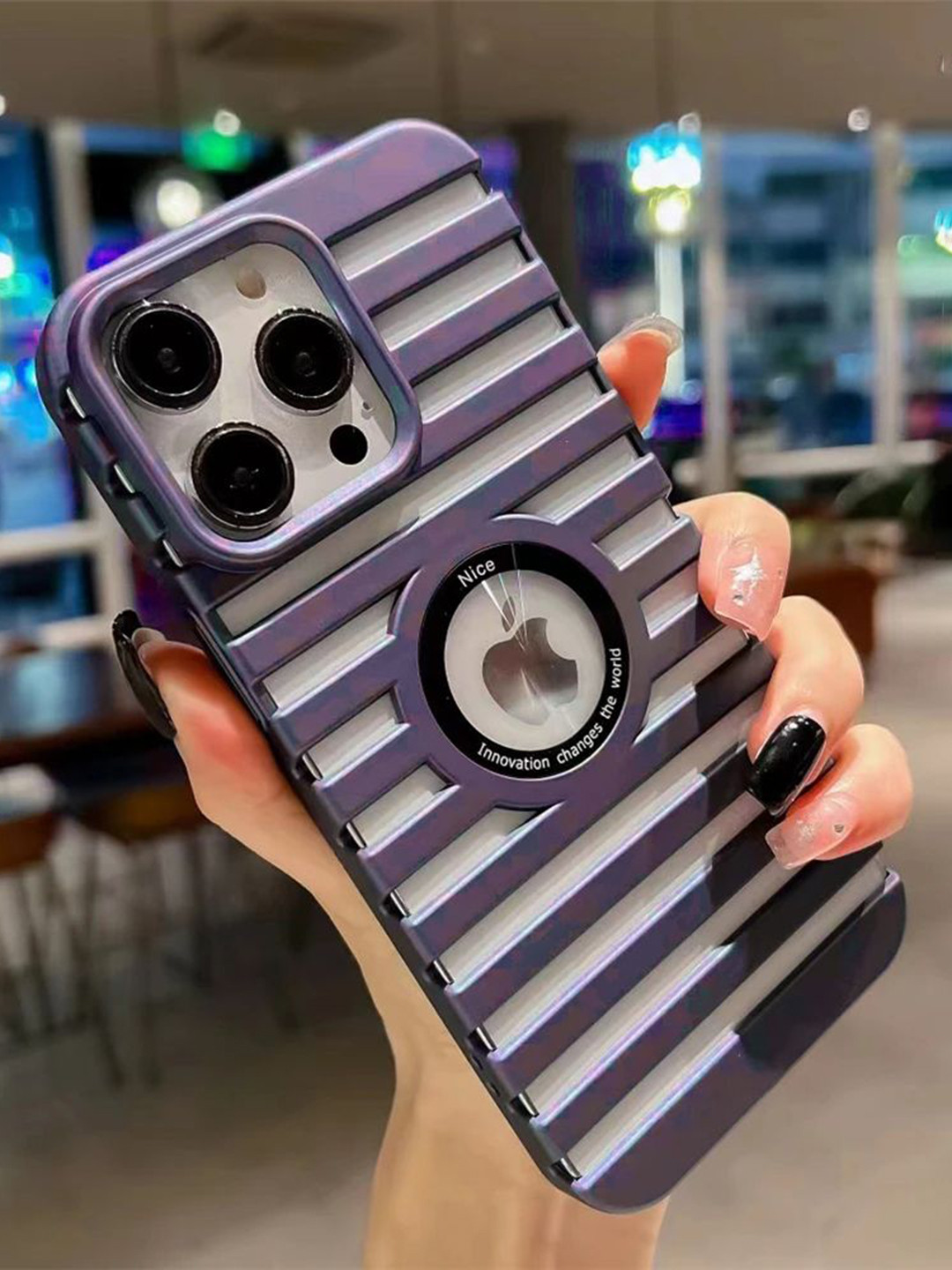 

Luxury Kase Solid Printed iPhone 14 Pro Max Back Case Mobile Accessories, Purple