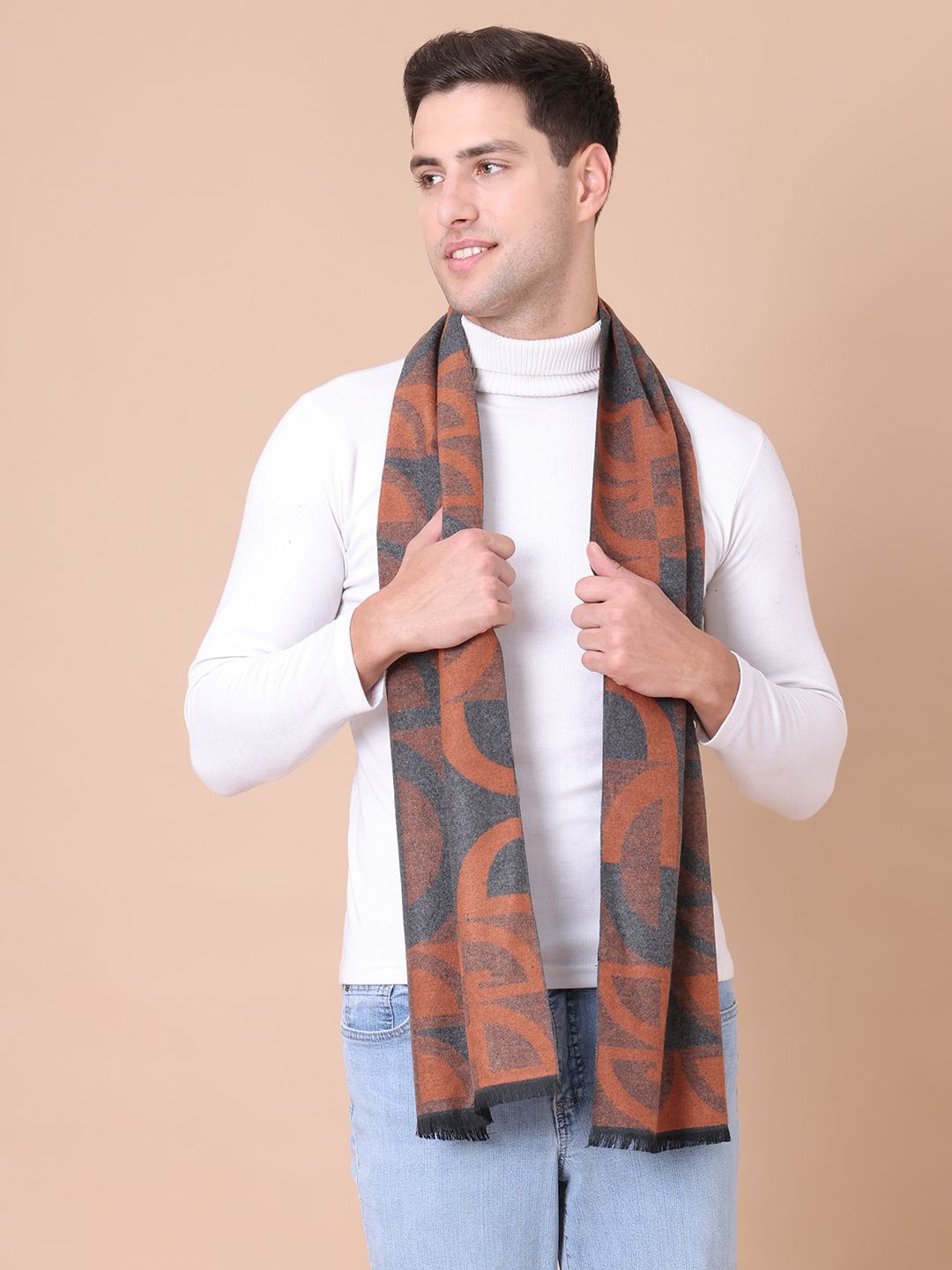 

ELLIS Men Self Design Mufflers, Brown