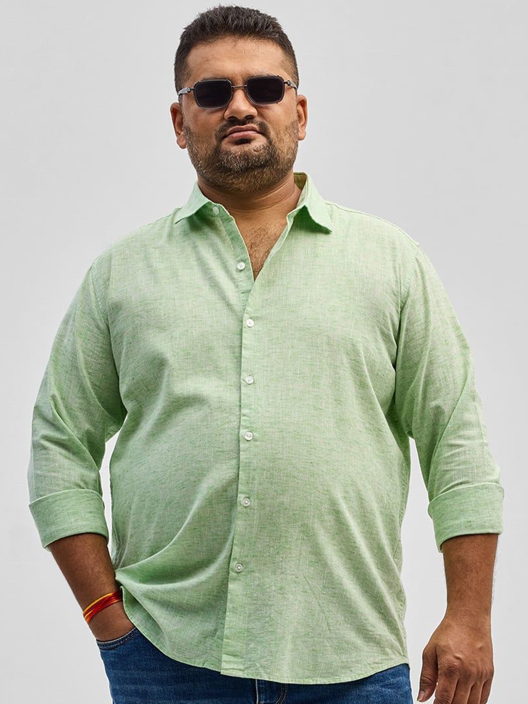 

Snitch Plus Size Men Classic Fit Solid Casual Shirt, Green