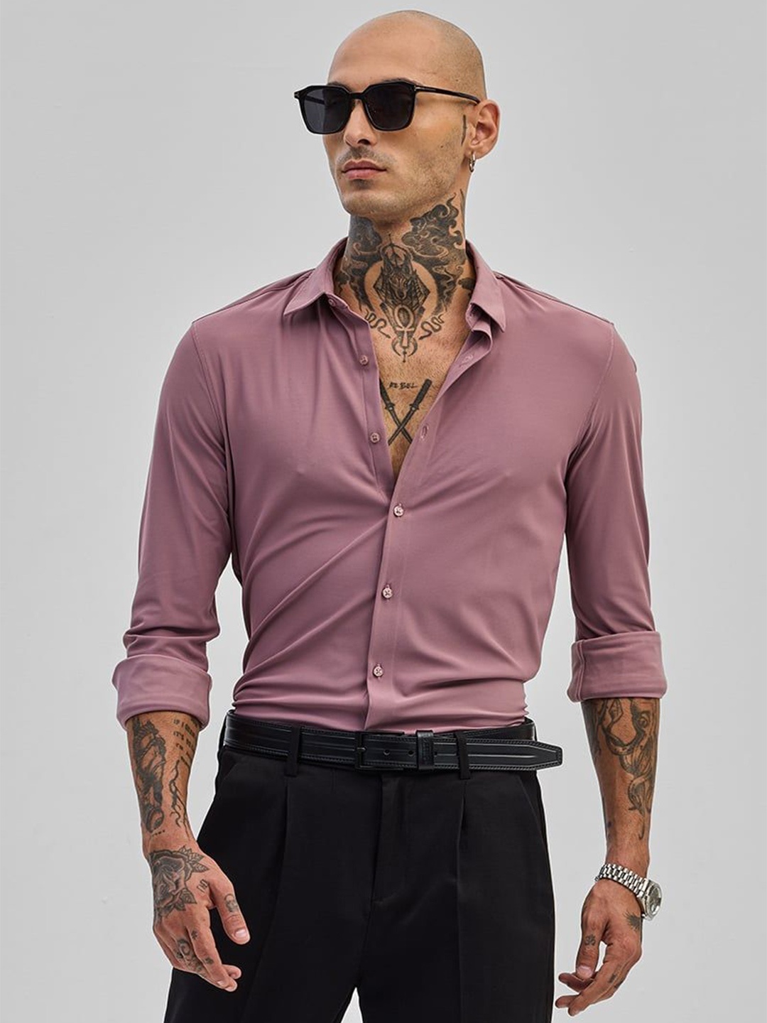 

Snitch Men Smart Slim Fit Casual Shirt, Mauve