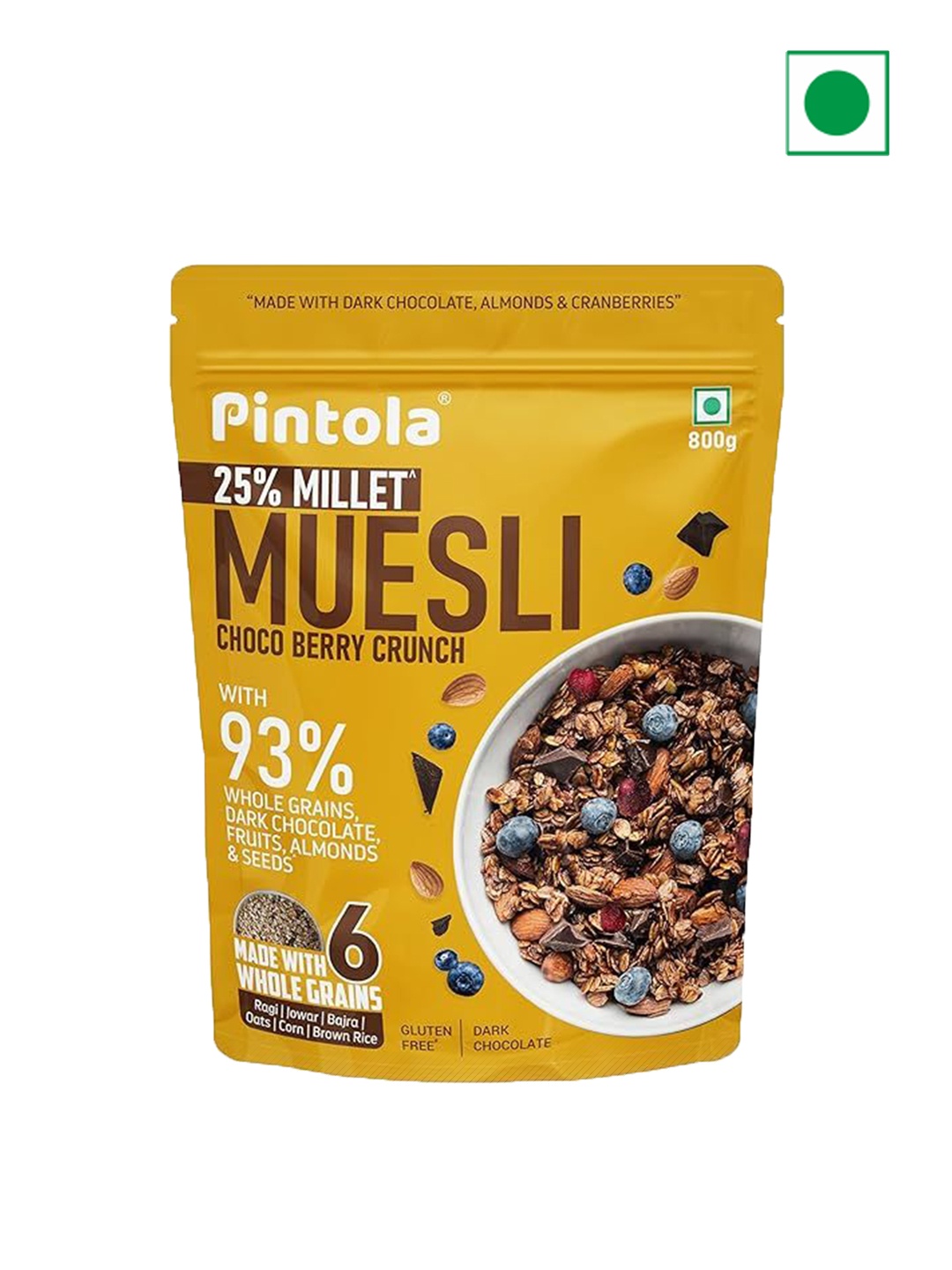 

Pintola Dark Chocolate & Cranberry Muesli -800 gms, Yellow