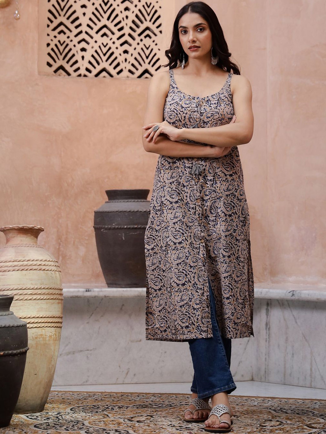

RangDeep Paisley Printed Pure Cotton Kurta, Beige