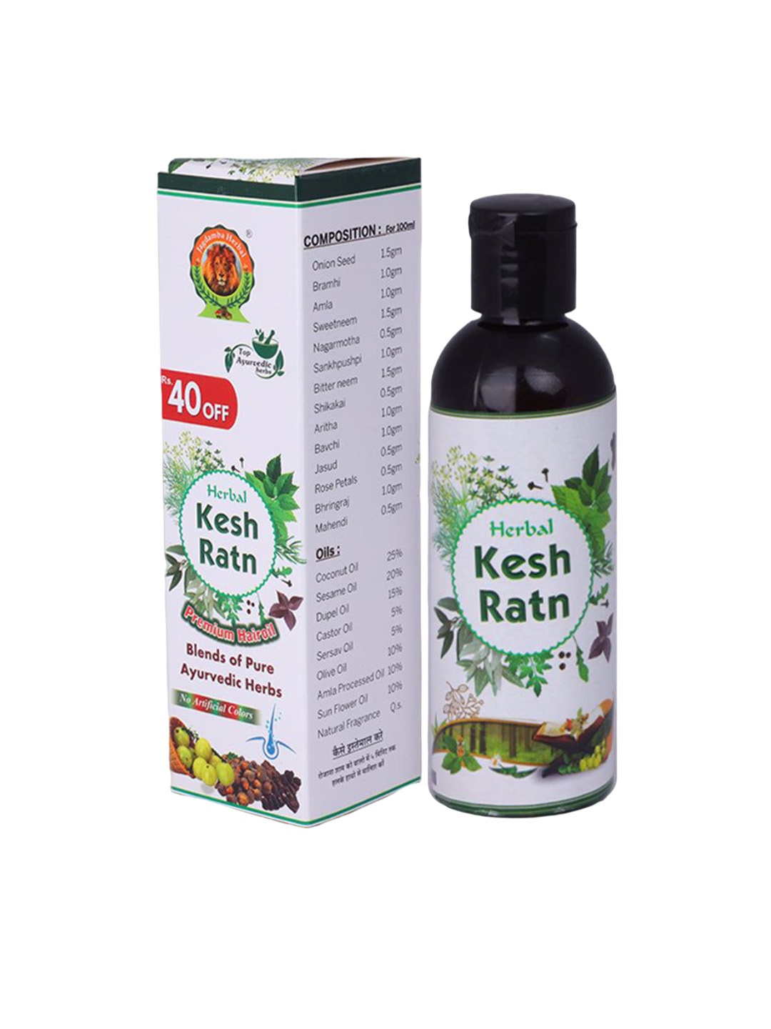 

Jagdamba Herbal Kesh Ratan Hair Oil With Amla -100 ml, White