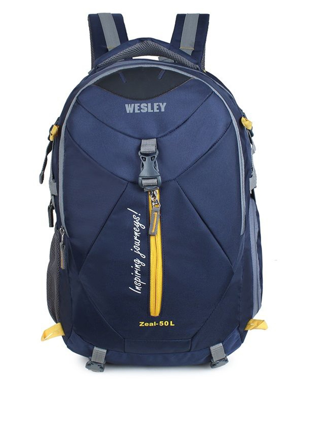 

Wesley Unisex Typography Printed Backpack with Shoe Pocket, Navy blue