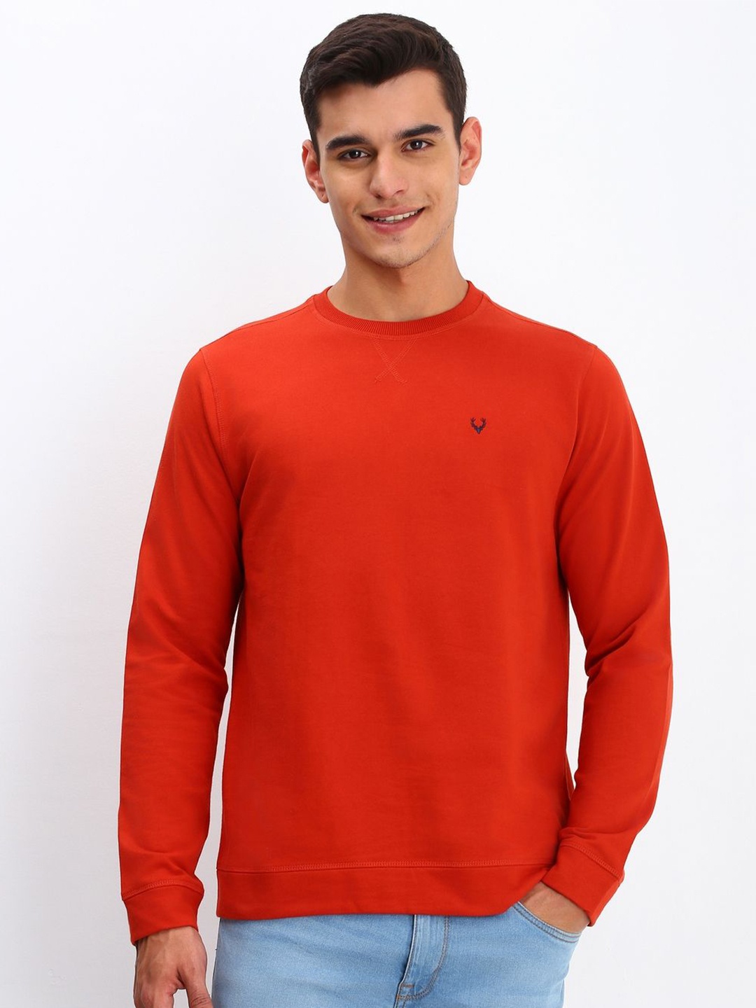 

Allen Solly Men Solid Round Neck Cotton Pullover Sweatshirt, Red