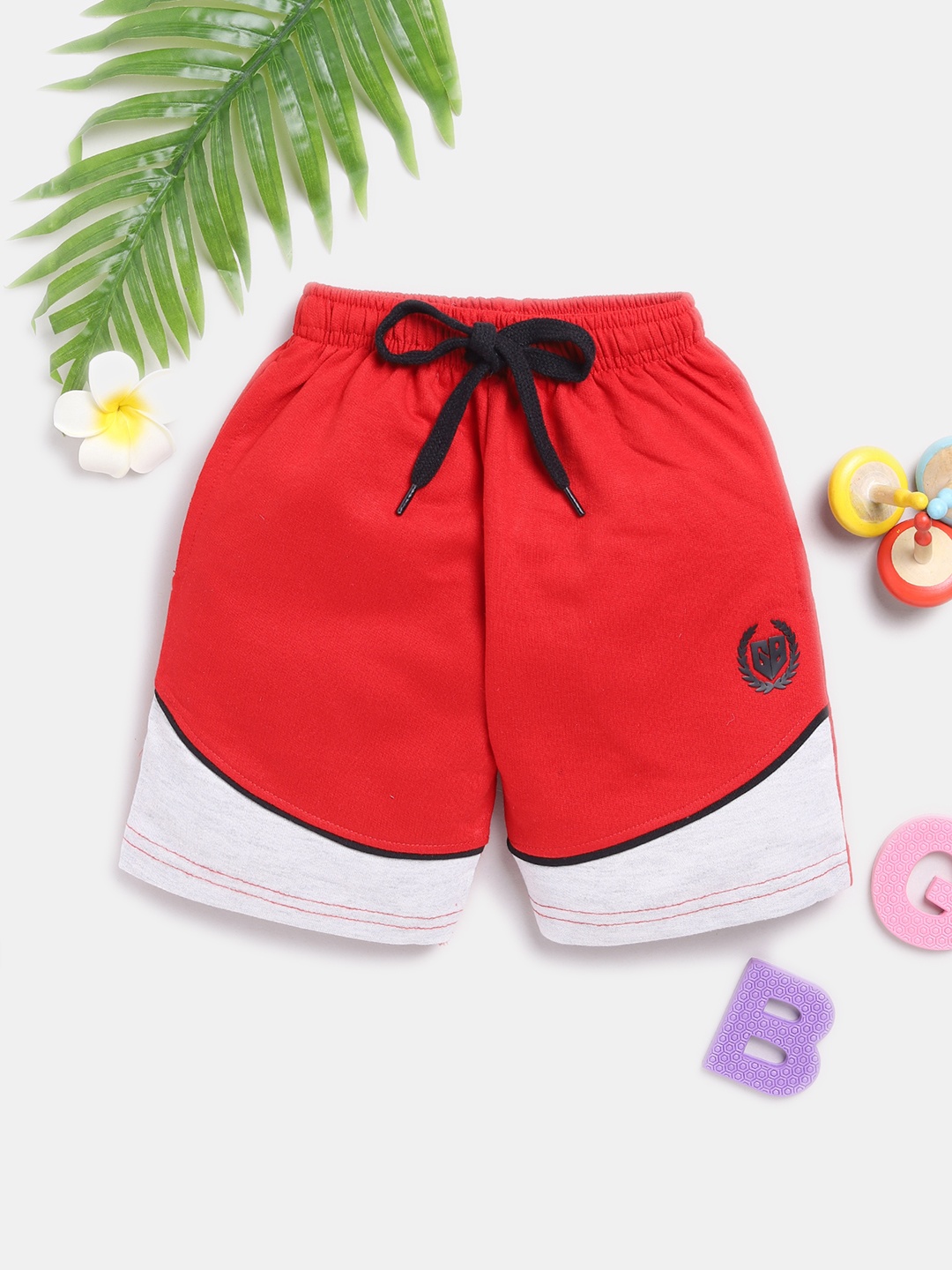 

Here&Now X Game Begins Boys Colourblocked Shorts, Red