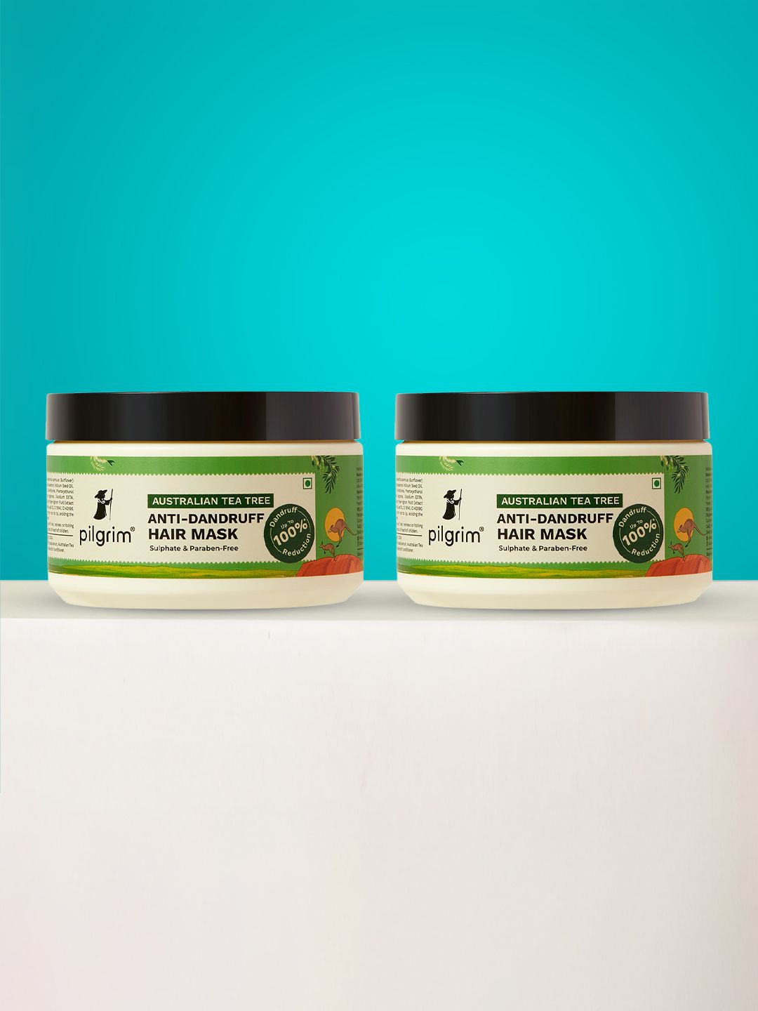 

Pilgrim Set Of 2 Australian Tea Tree Anti Dandruff Hair Mask - 200g Each, Green