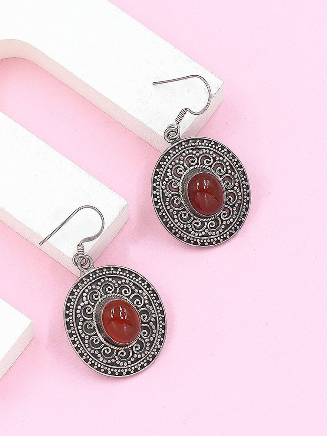 

SANGEETA BOOCHRA Oval Drop Earrings, Red