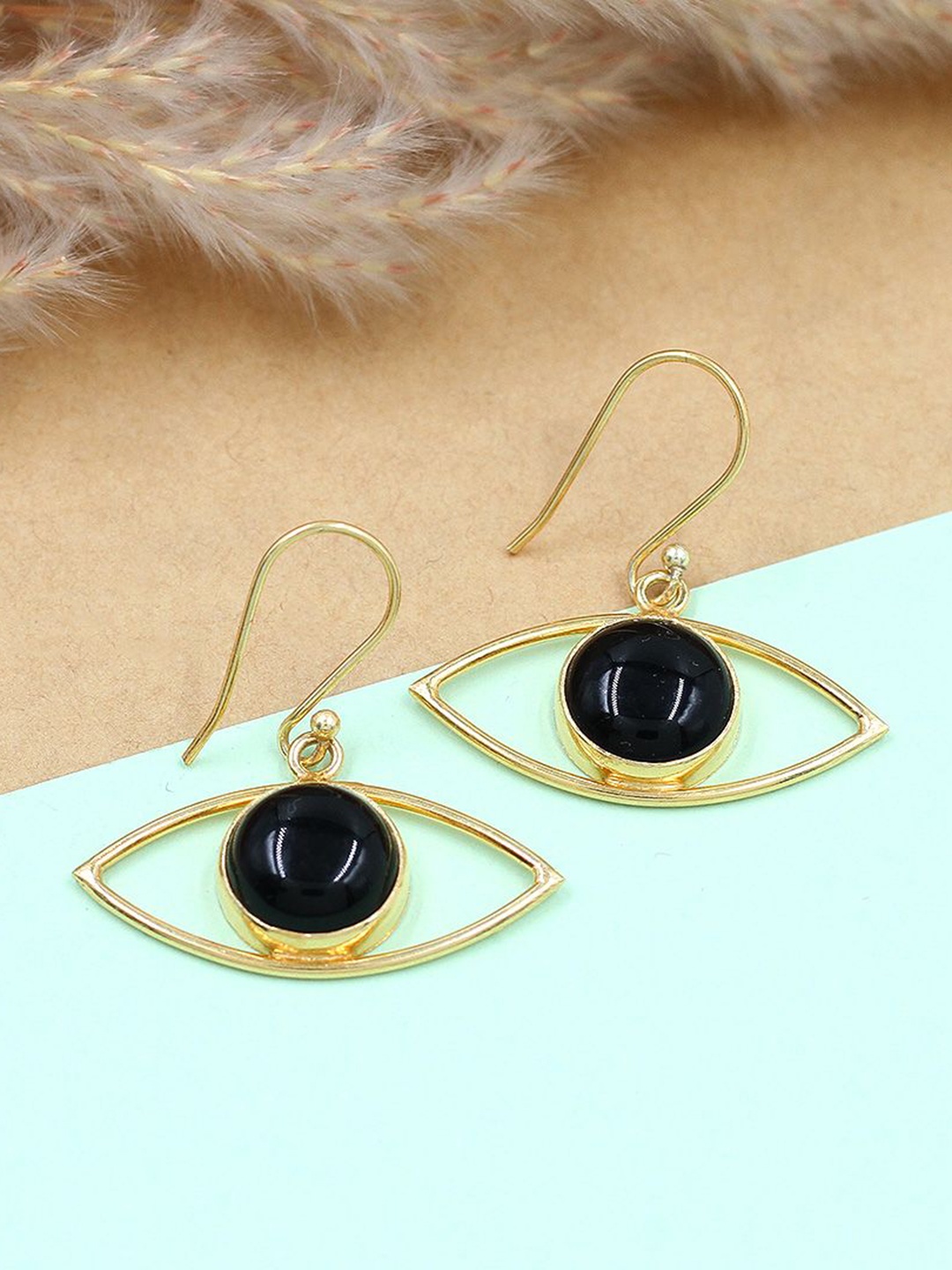

SANGEETA BOOCHRA Gold-Plated Teardrop Shaped Drop Earrings, Black