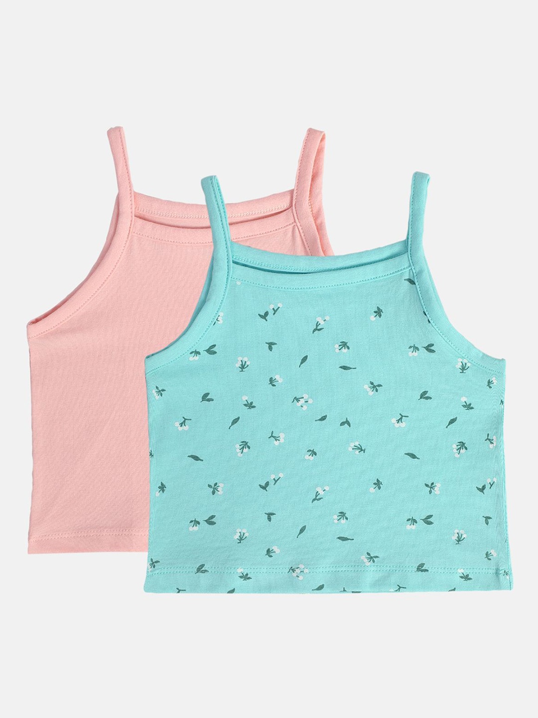 

MINI KLUB Girls Pack Of 2 Pure Cotton Camisoles, Green