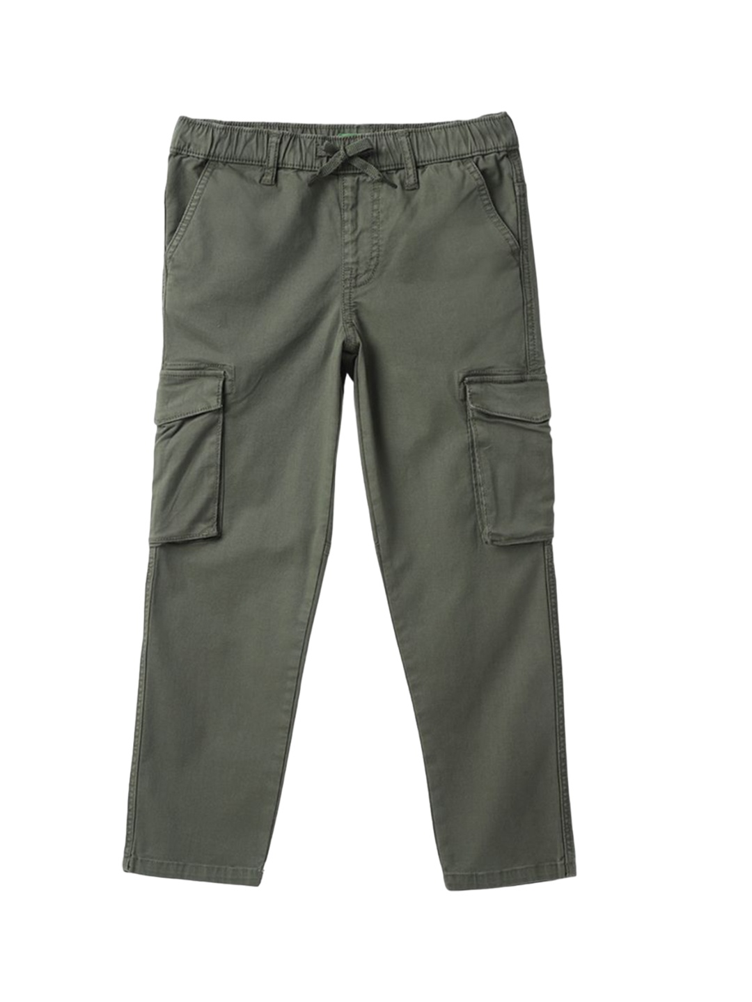 

United Colors of Benetton Boys Pure Cotton Cargo Trousers, Green