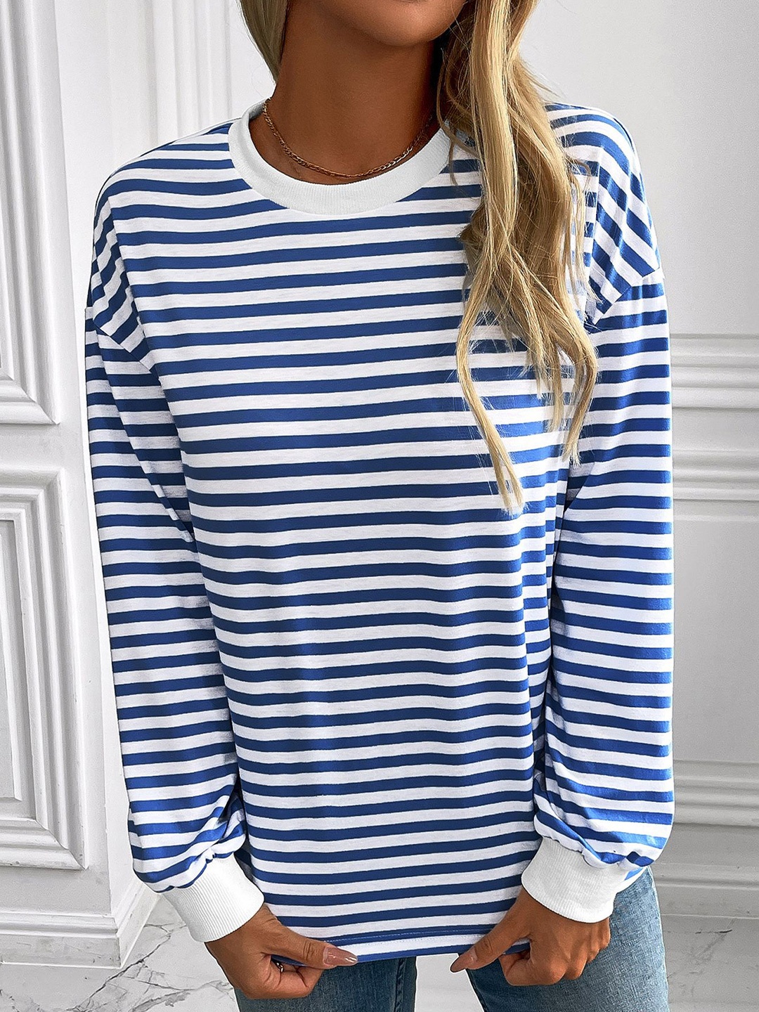 

StyleCast x Revolte Women Horizontal Stripes Top, Blue