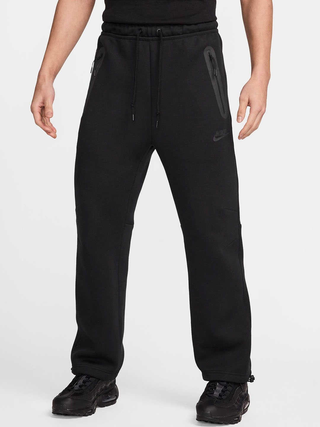 

Nike Men Tech Fleece Open-Hem Regular Fit Cotton Trousers, Black