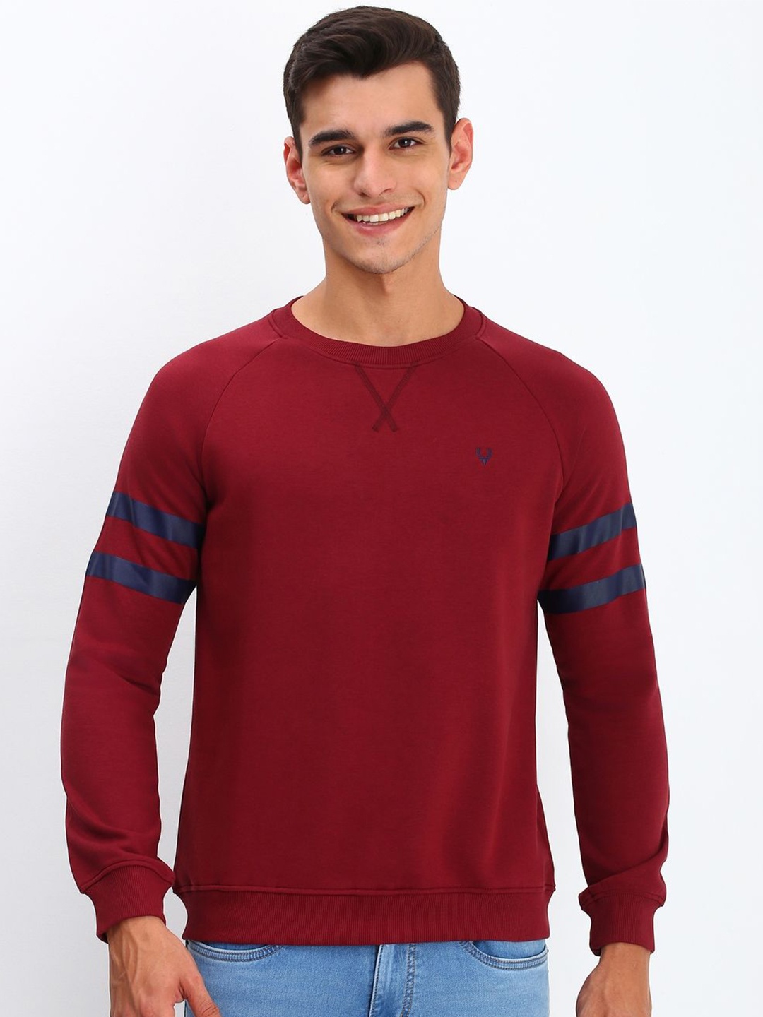 

Allen Solly Men Solid Round Neck Cotton Pullover Sweatshirt, Red