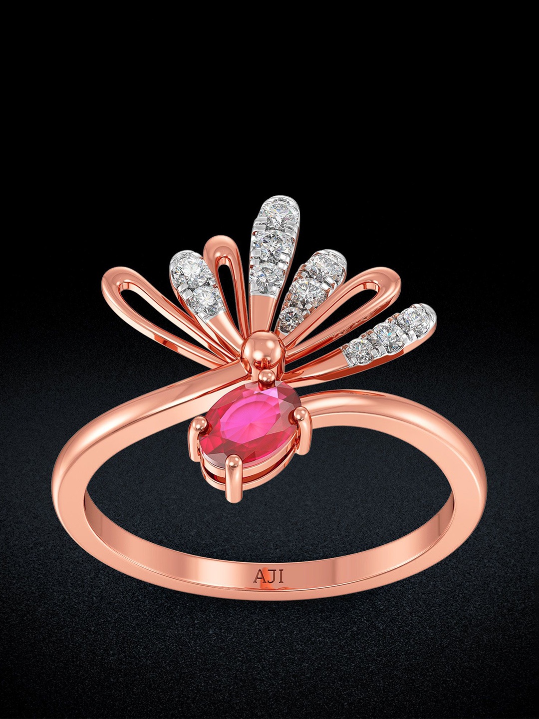 

Joyalukkas Women 18KT Floral Delight Rose Gold Diamond Ring