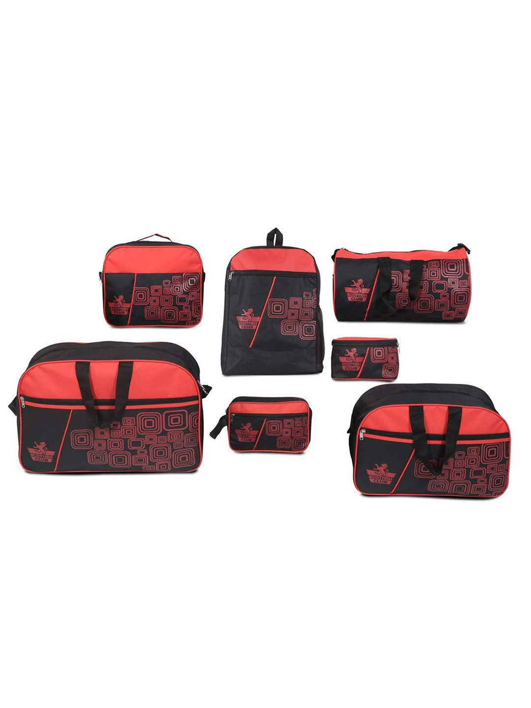 

prettykrafts Black & Red 7 Pieces Printed Travel Accessory
