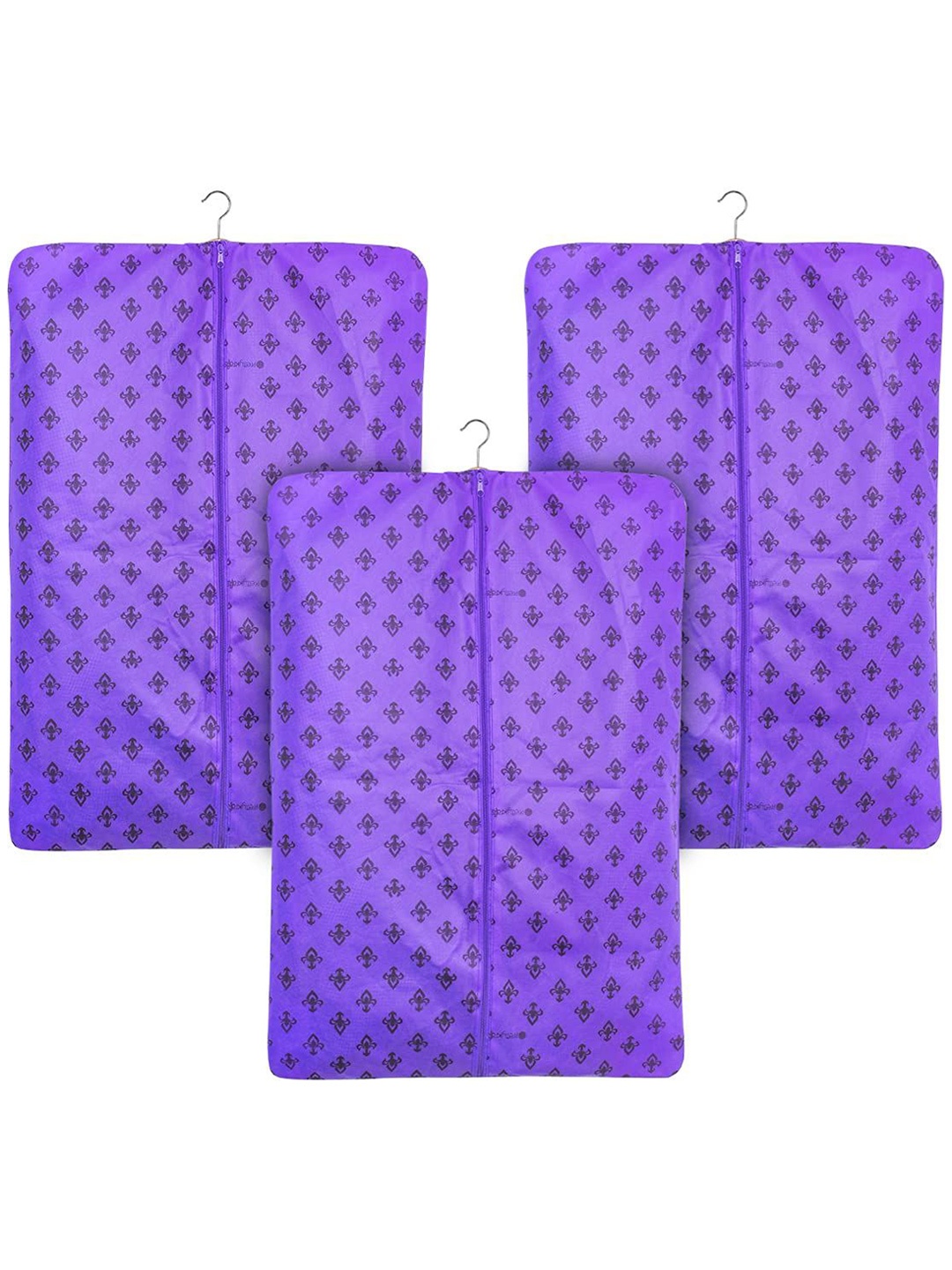 

prettykrafts Purple & Black 3 Pieces Printed Reusable Suit Organiser