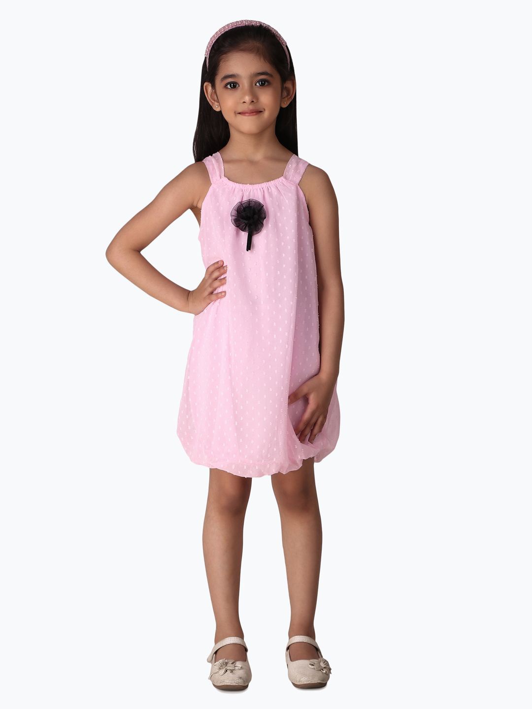 

HERE&NOW Girls Polka Dot Print Balloon Dress, Pink