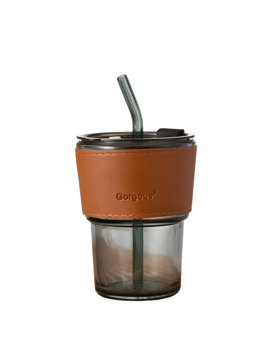 

WELOUR Black & Brown Glossy Glass Cup 450ml