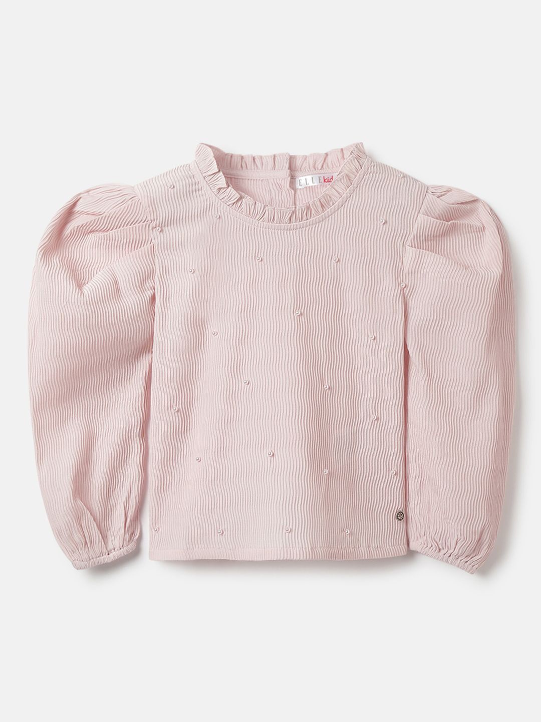 

ELLE Girls Embellished Round Neck Cotton Top, Pink