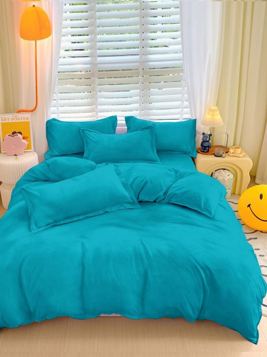 

BREVARD Blue 260 TC Queen Bedsheet with 2 Pillow Covers