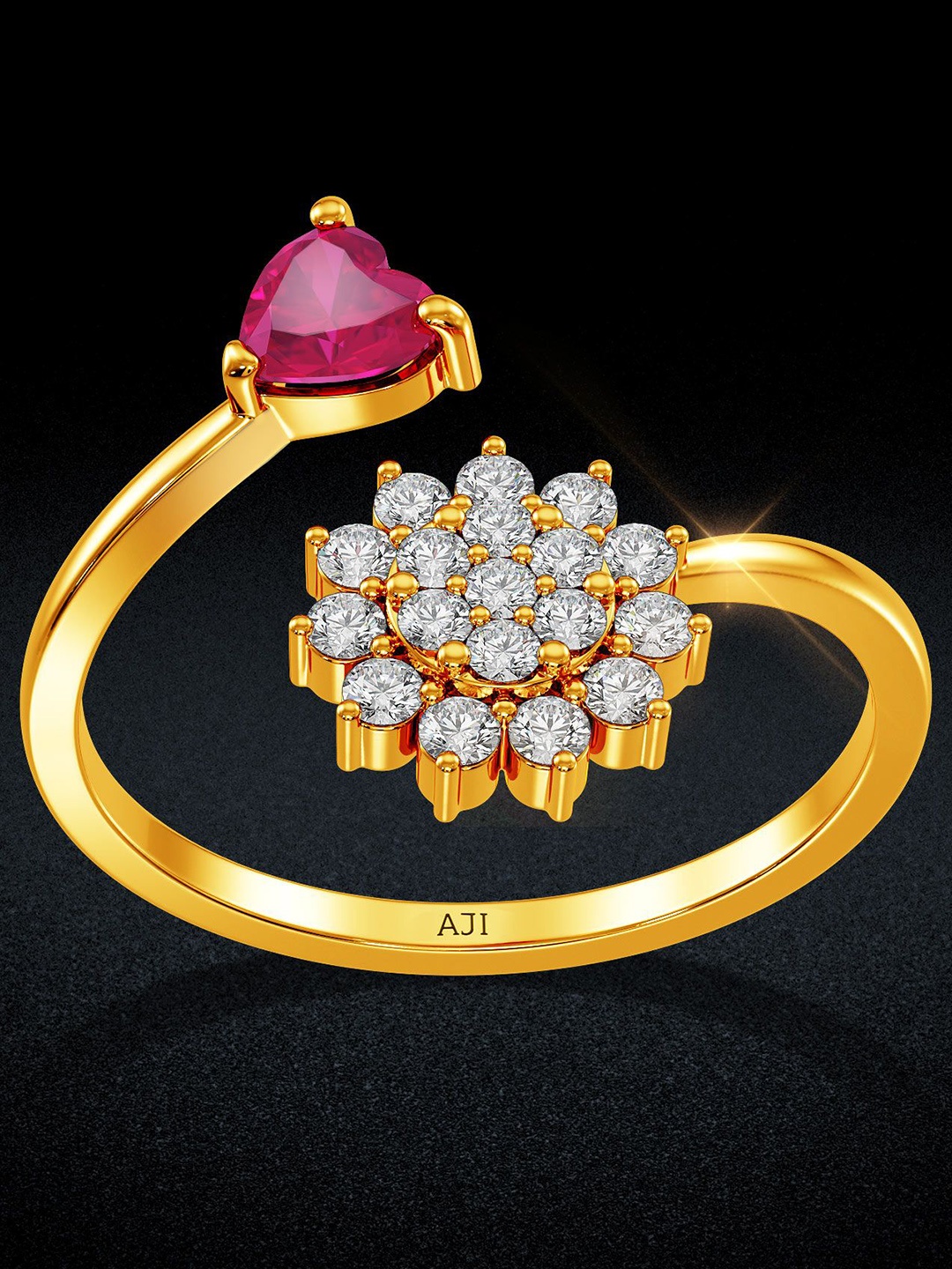 

Joyalukkas Women 22KT Stone Studded Finger Ring Gold