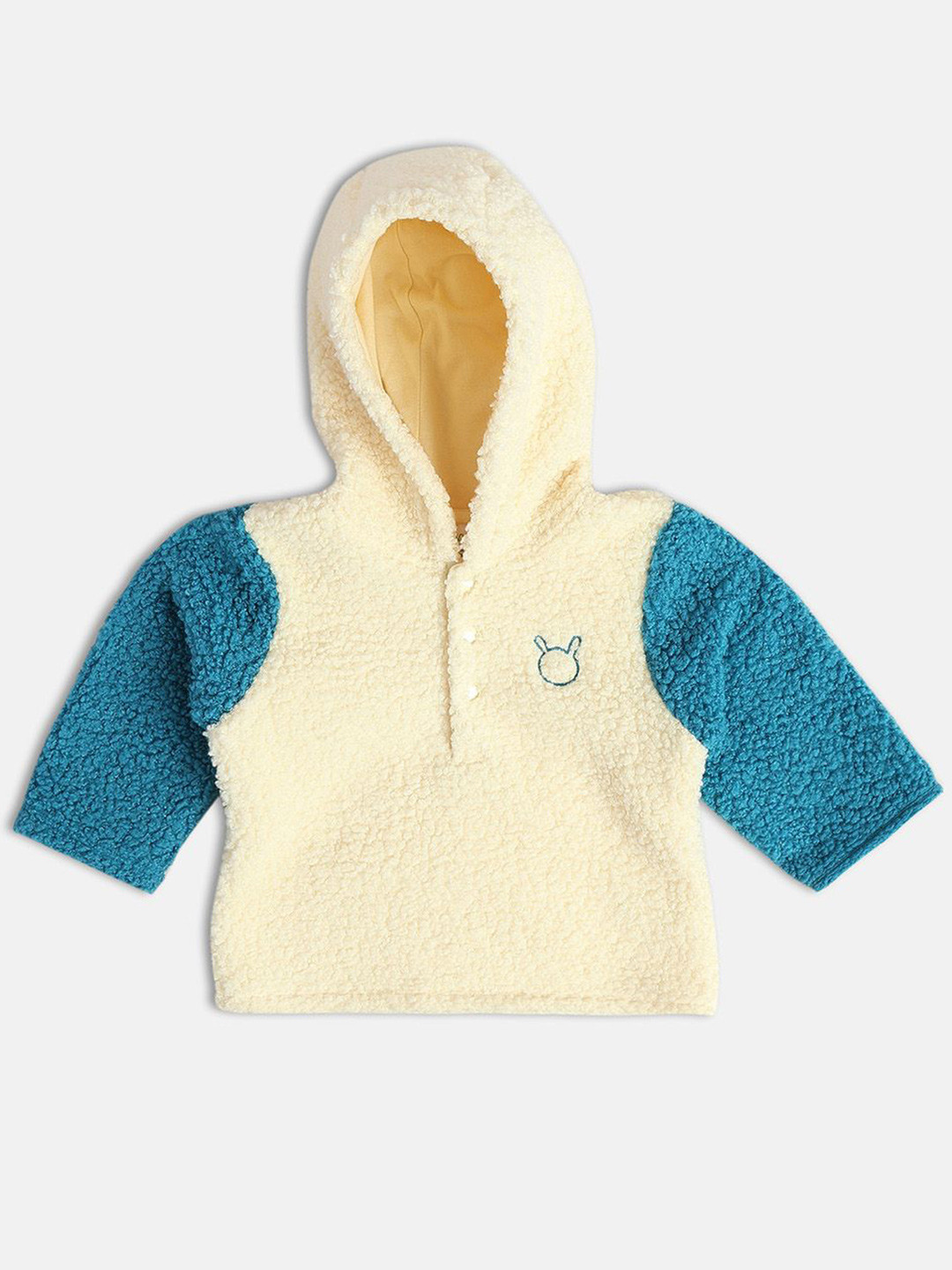

MINI KLUB Kids-Boys Solid Pullover Long Sleeves Hood Sweatshirt, Cream