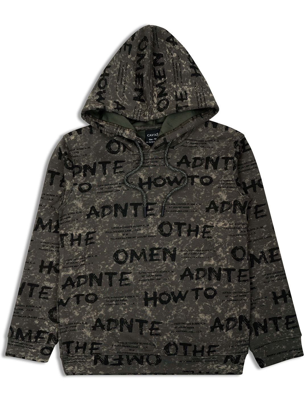 

CAVIO Boys Typography Printed Hood Cotton Pullover Sweatshirt, Green