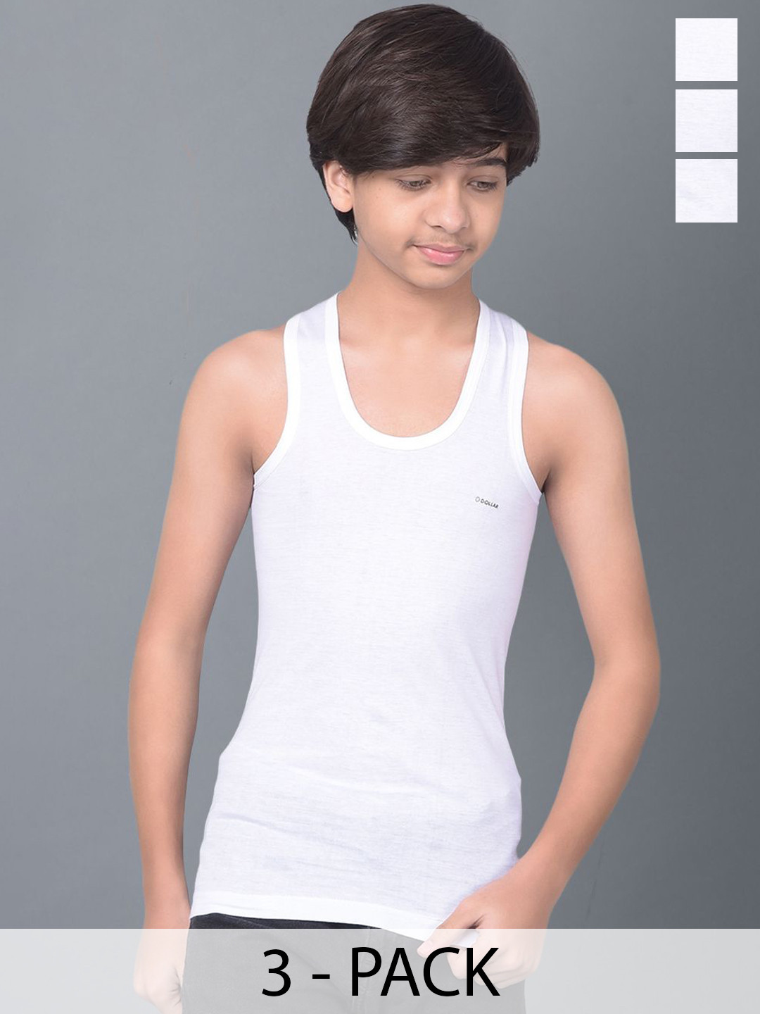 

Dollar Bigboss Boys Pack Of 3 Cotton Innerwear Vest MBKVE-01-FNRN-WHT-PO3-White