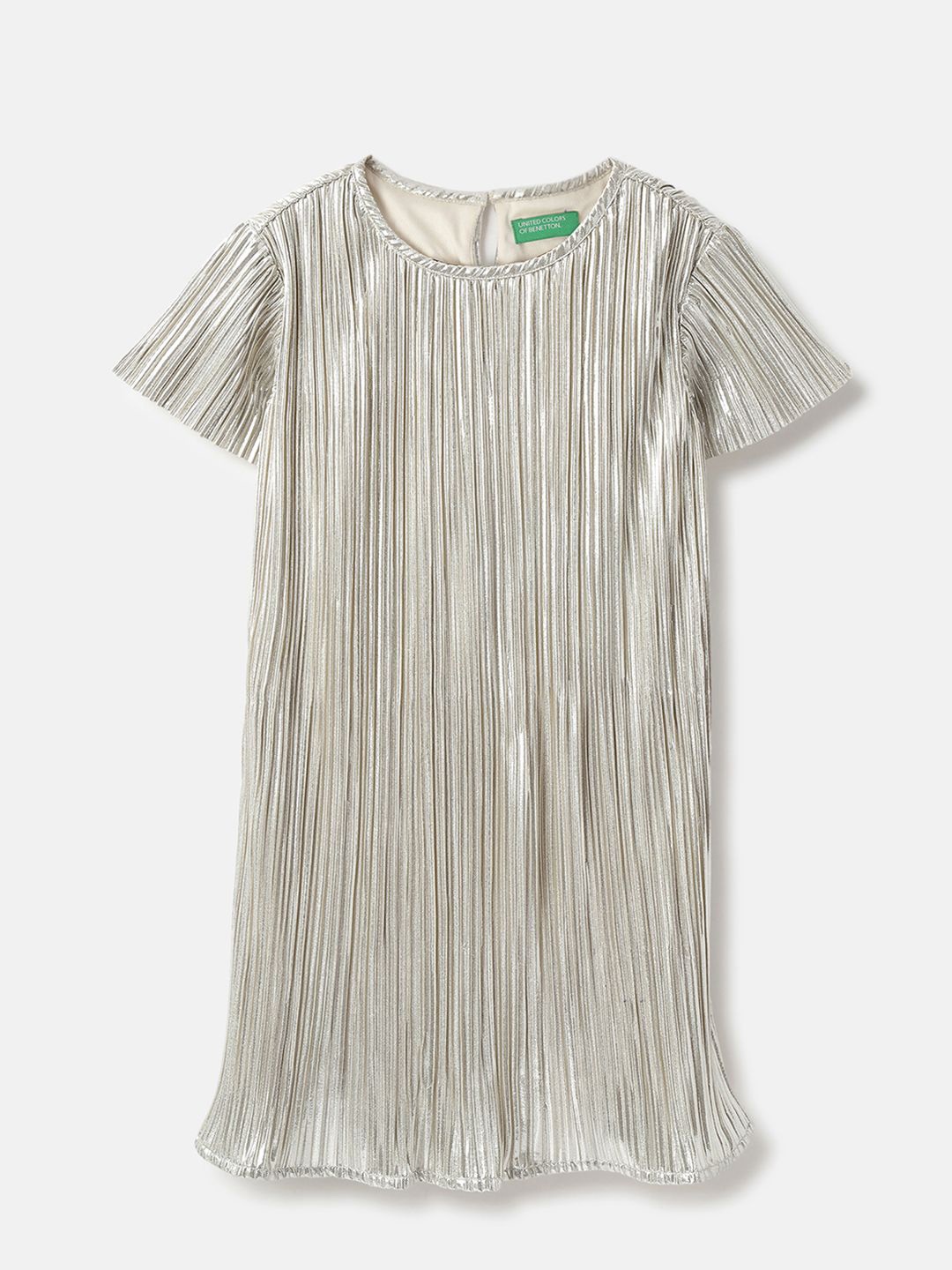 

United Colors of Benetton Girls Striped A-Line Dress, Silver