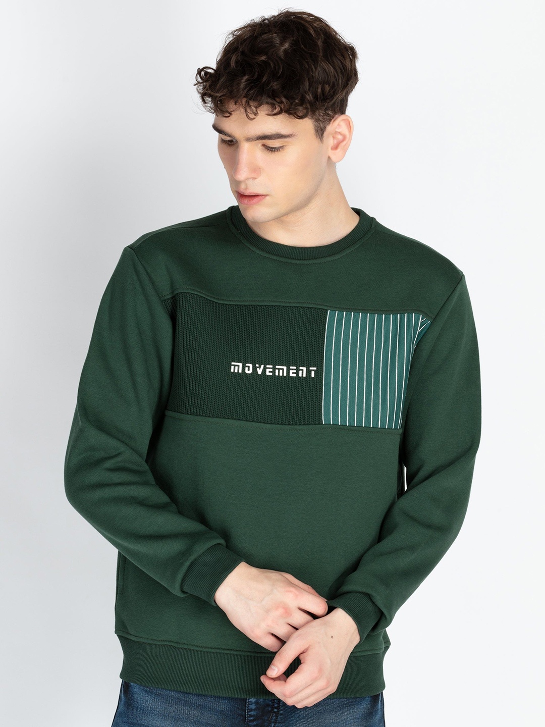 

Status Quo Men Typography Printed Round Neck Cotton Pullover Sweatshirt, Green