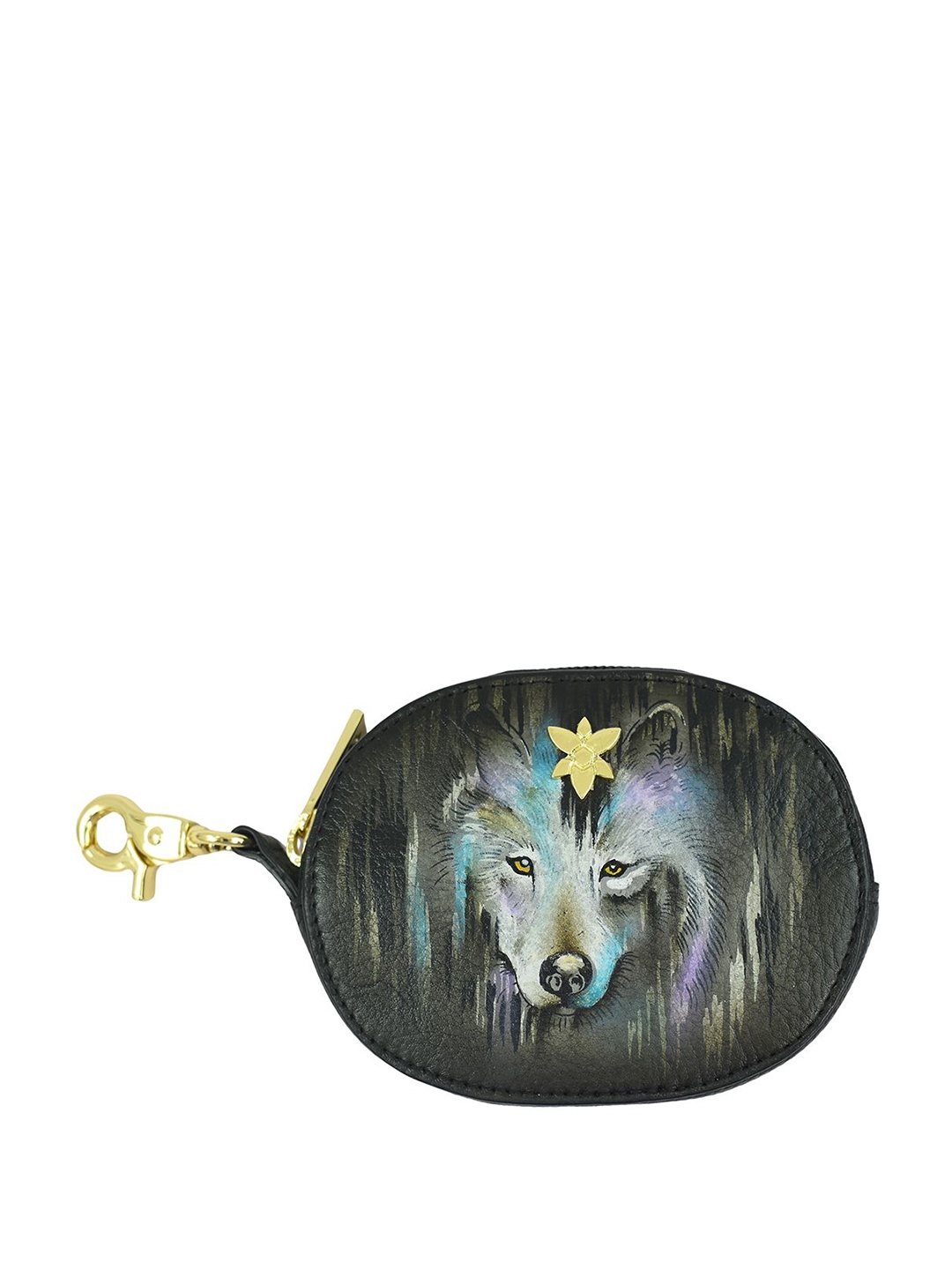 

Anuschka Women Printed Leather Coin Purse, Black