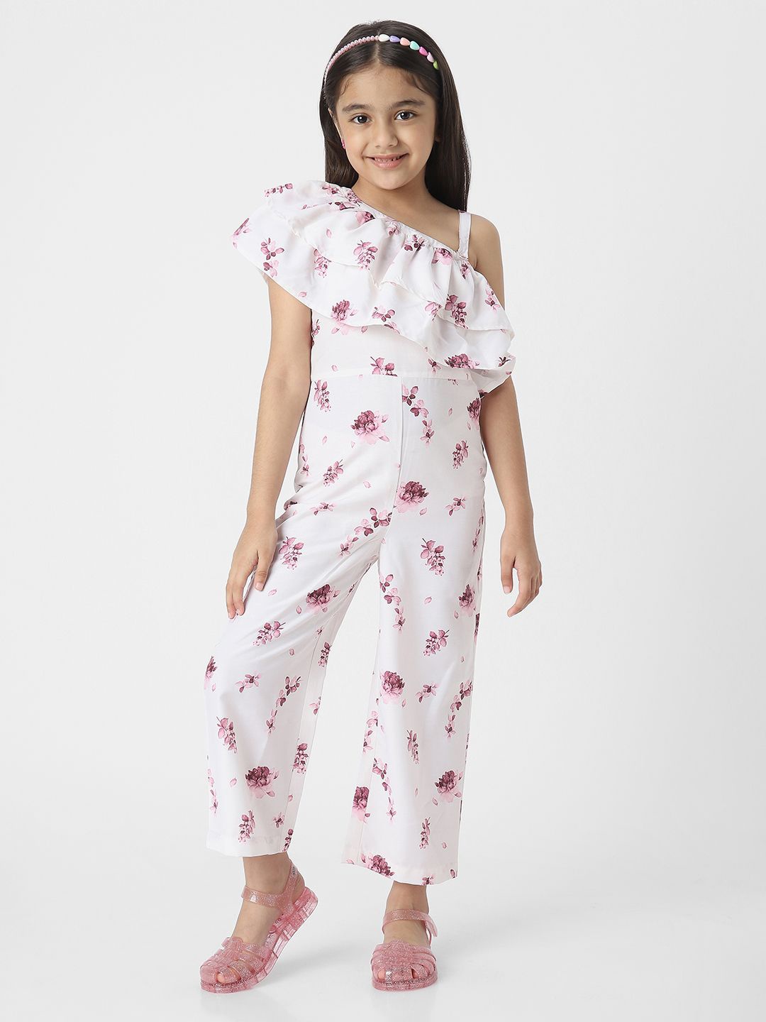 

Nauti Nati Girls Printed Jumpsuit, White