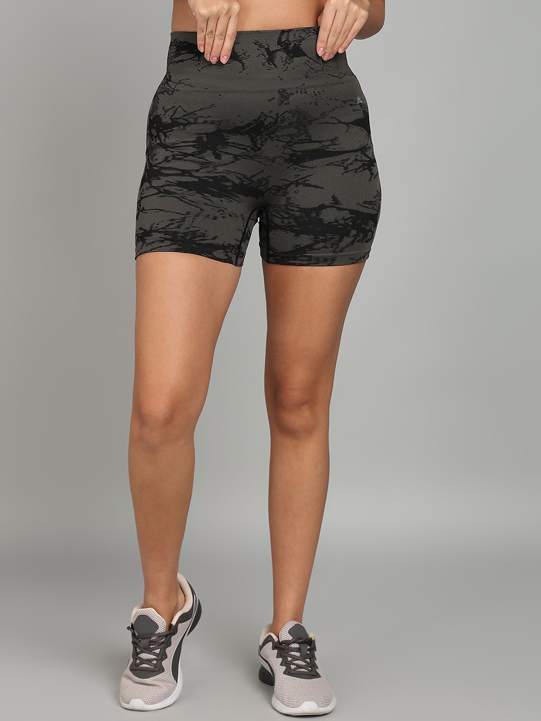 

KOBO Women Slim Fit High-Rise Training or Gym Sports Shorts, Black