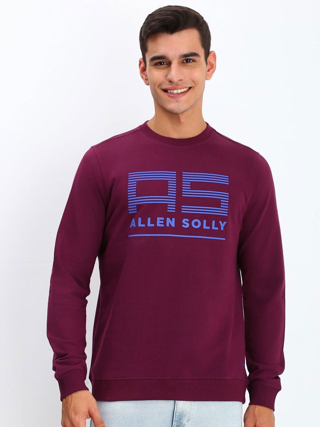 

Allen Solly Men Typography Printed Round Neck Cotton Pullover Sweatshirt, Burgundy