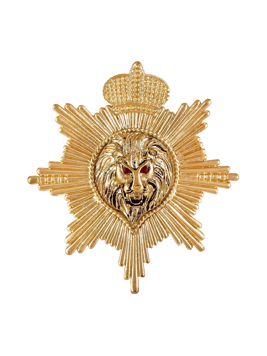 

Mahi Men Gold-Toned Crown & Roaring Lion-Shaped Brooch