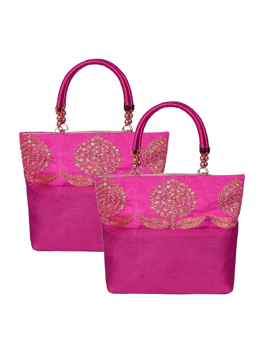 

prettykrafts 2Pcs Pink Cotton Mini Handbag