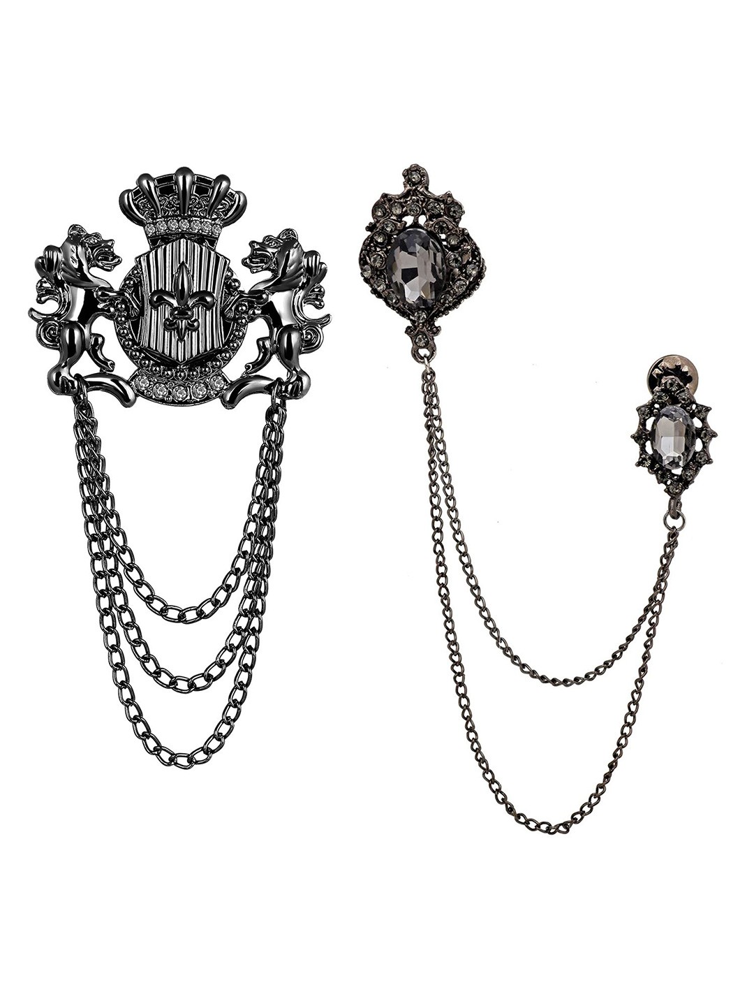 

Mahi Set of 2 Black Metal Wedding Brooches