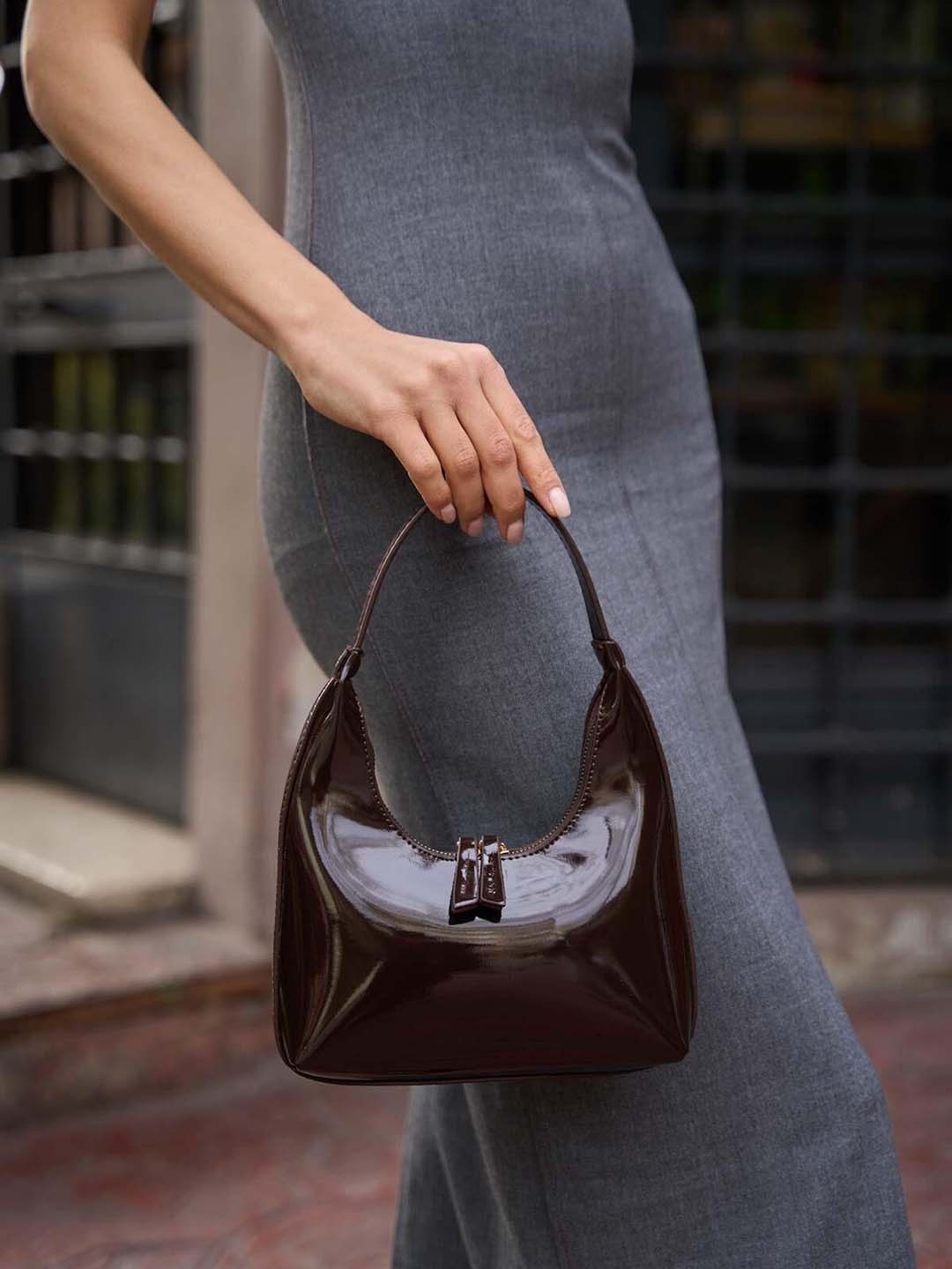 

madamra Women PU Bowling Shoulder Bag, Brown