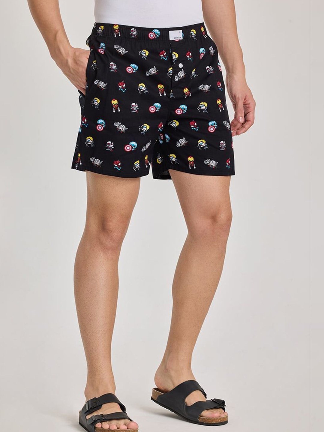 

Snitch Men Printed Pure Cotton Boxers 4MSBX9254-02-S, Black