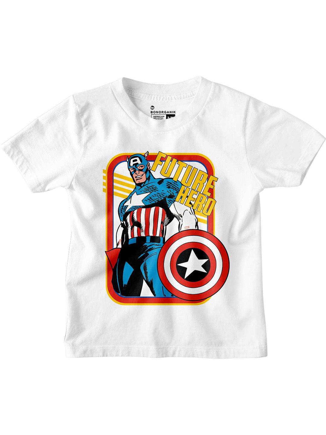 

BonOrganik Boys Superman Graphic Printed Round Neck Cotton T-shirt, White