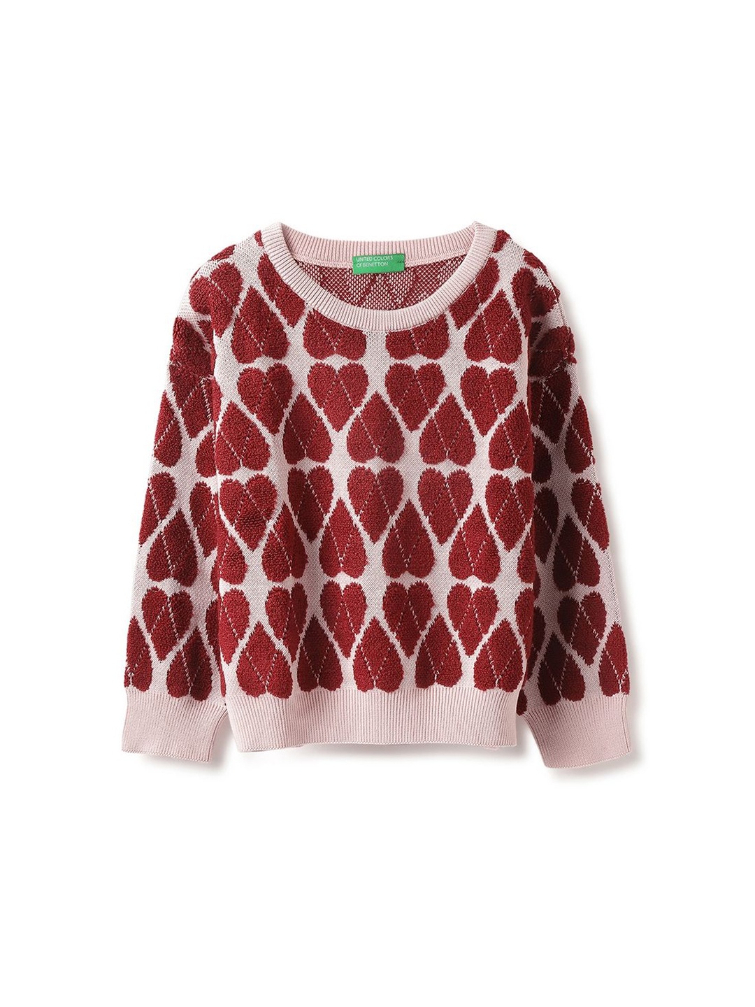 

United Colors of Benetton Girls Floral Printed Pullover, Maroon