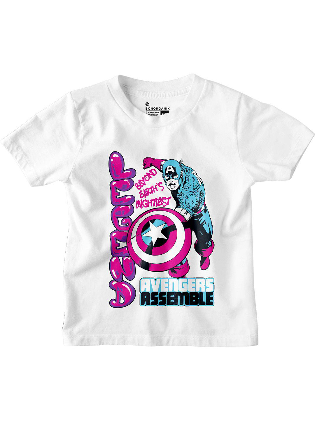 

BonOrganik Boys Cotton Graphic Printed T-shirt, White