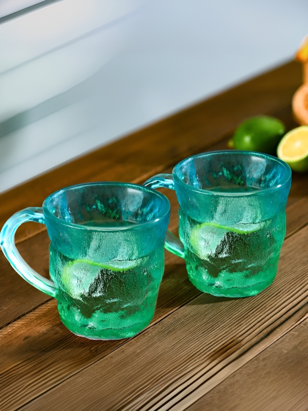 

The Better Home Blue 2 Pieces Ombre Pinted Glass Dishwasher Safe Cups 280ml